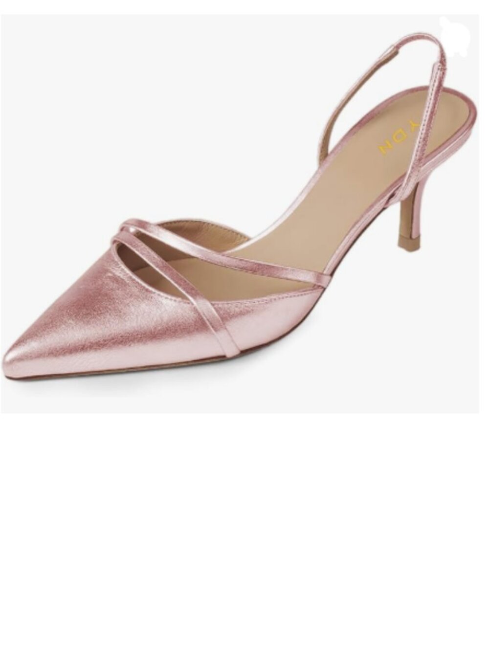 YDN Pink Slingback Pumps Chic Pointed Toe Sandals Mid Heels with Elastic Strap